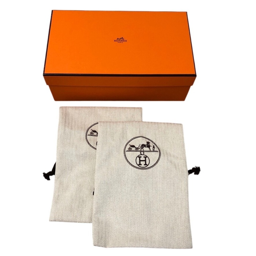 Hermes Storage Box and Dust Bags Orange Herringbone Set Travel 11x6.5x4